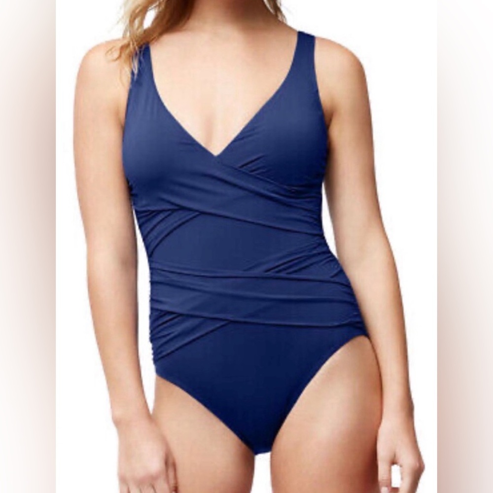 Tommy Bahama Floating Underwire One Piece Mare Navy Blue Swimsuit Women’s 8